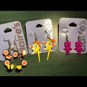 New Claire’s Earrings - Sushi, Robot, Stars
